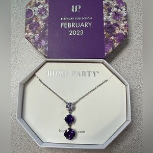 Bomb Party “ A Classic Moment”Amethyst CZ gradient necklace, Rhodium plated. NEW